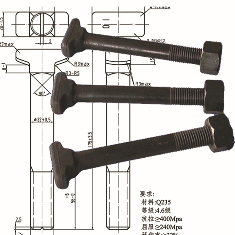 T Type Screw Bolt High Tension Guard Railway Joint Bar Bolt Nut