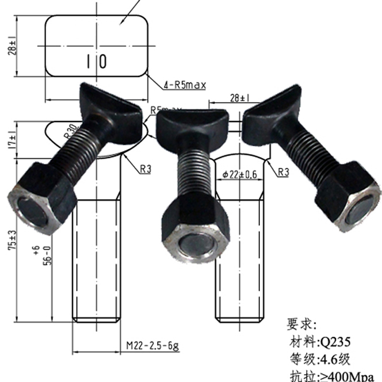 T Type Screw Bolt High Tension Guard Railway Joint Bar Bolt Nut